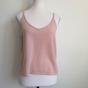 NakedCashmere Cropped V-Neck Sophisticated Pink Cashmere Cami Tank Sweater M